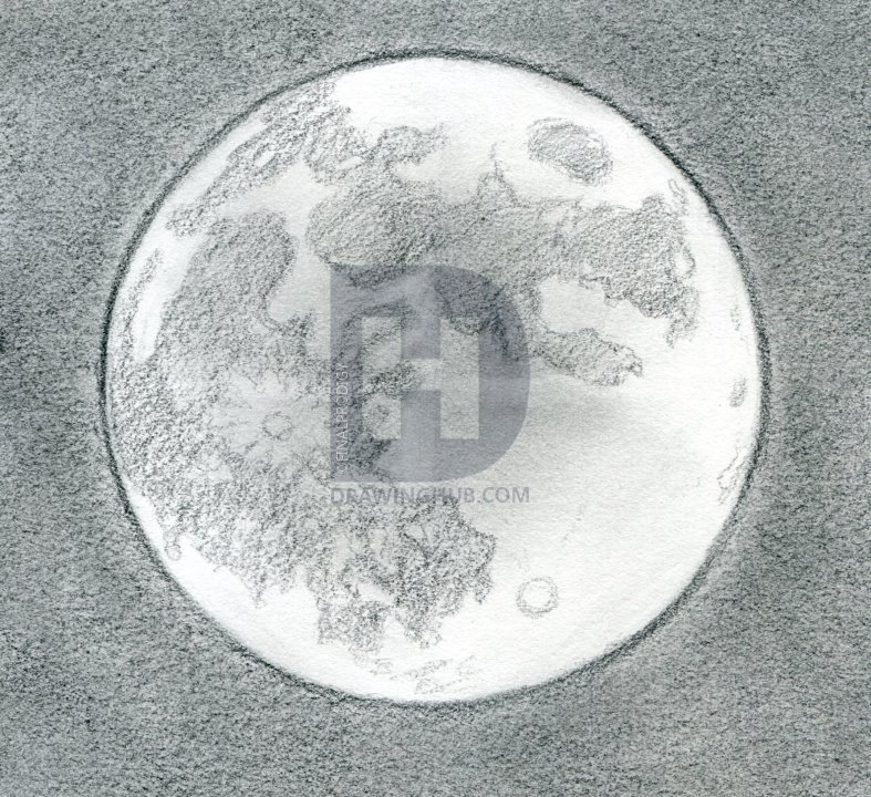 787x720 How To Draw The Moon, Step - Full Moon Drawing