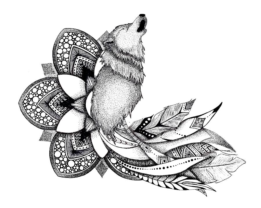 900x716 waiting for the full moon drawing - Full Moon Drawing