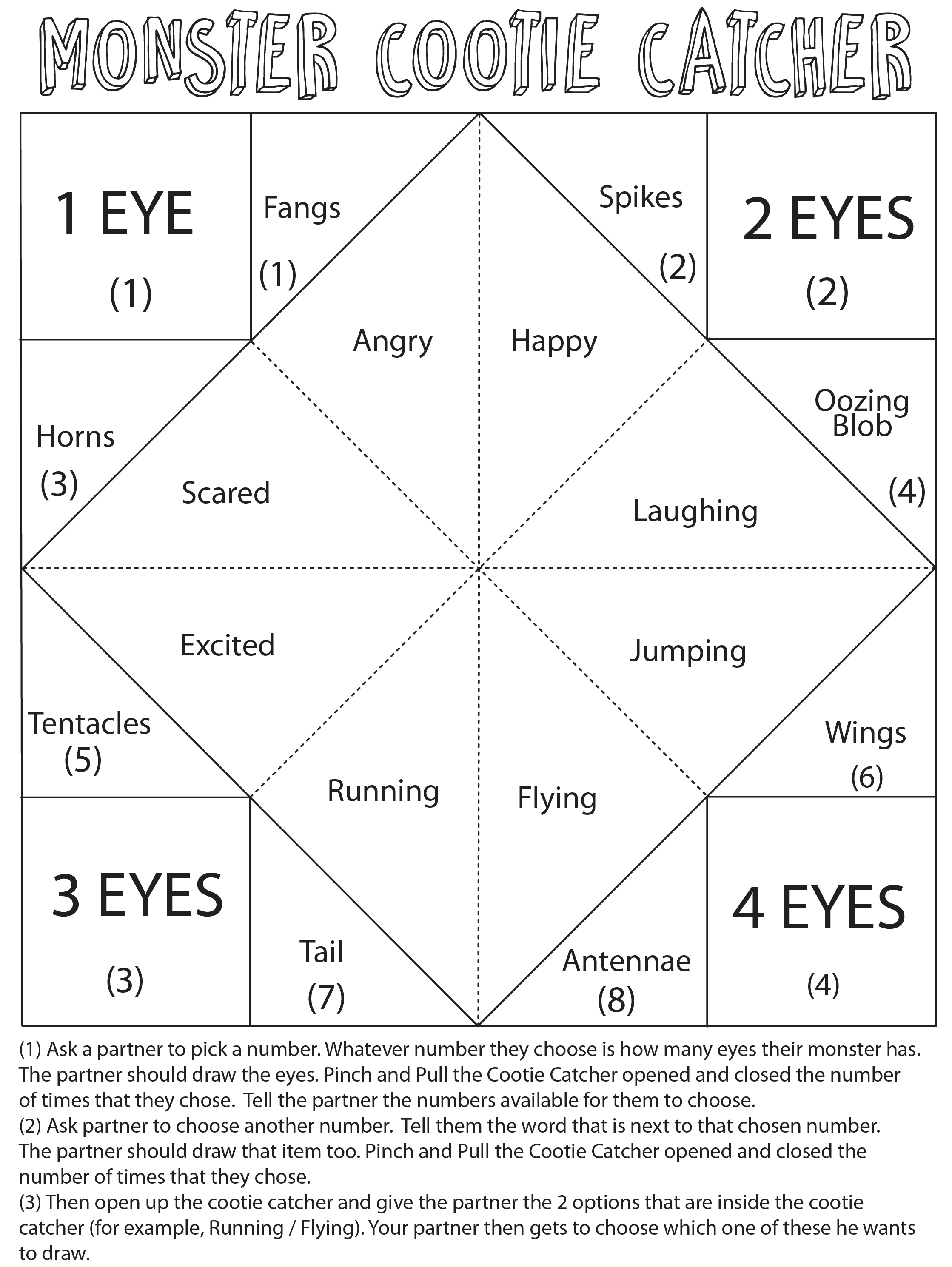 2238x2979 How To Play The Cootie Catcher Drawing Game - Fun Drawing Games