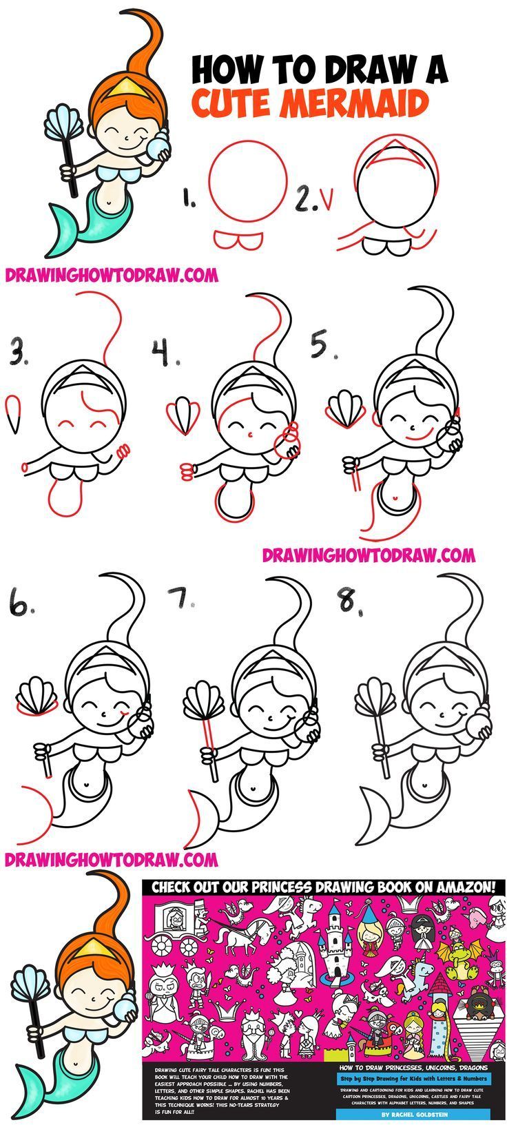 736x1633 How To Draw A Cute Cartoon Mermaid - Fun Drawing Tutorials