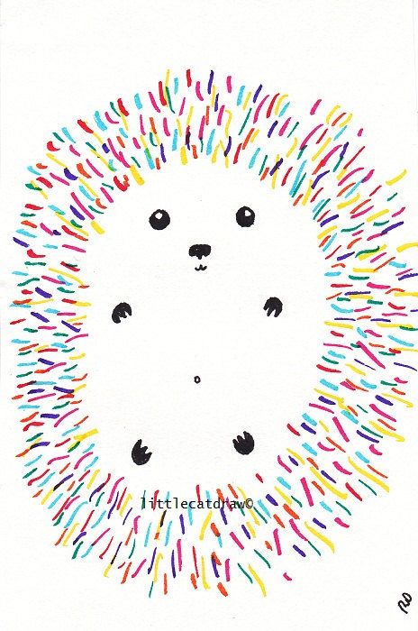 464x700 fun little rainbow hedgehog art print drawing hedggie - Fun Easy Drawing Ideas