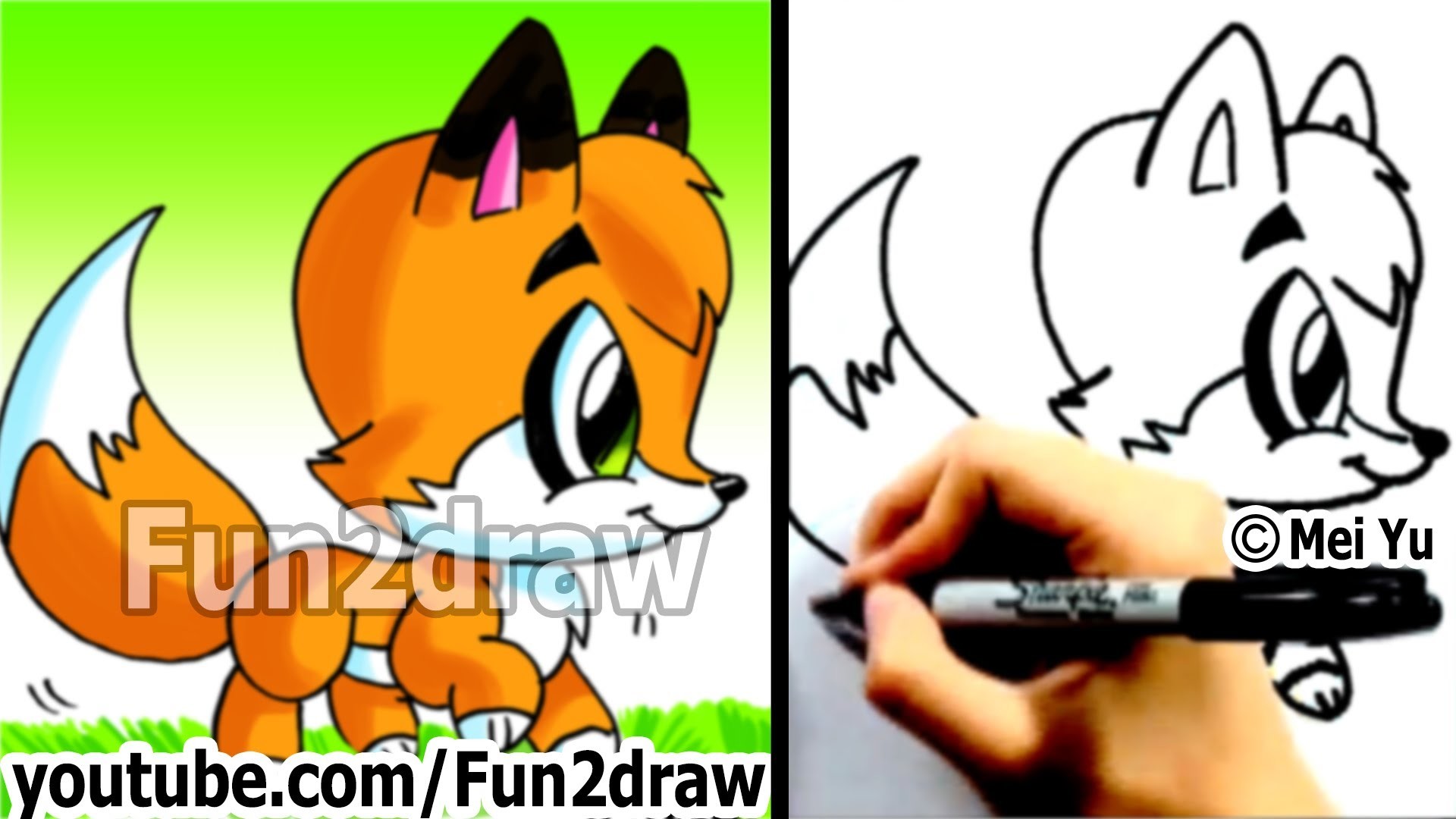 1920x1080 How To Draw A Cartoon Fox - Fun2draw Drawings