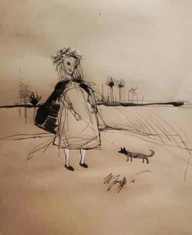 375x459 Funny Dog Drawings For Sale Saatchi Art - Funny Animal Drawings