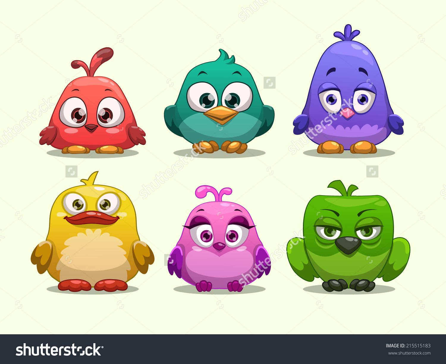1500x1225 Set Of Cartoon Funny Birds Stock Vector Illustration - Funny Bird Drawing