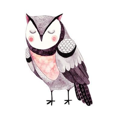 400x400 Watercolor Funny Kids Illustration With Owl Hand Drawn Animal - Funny Bird Drawing