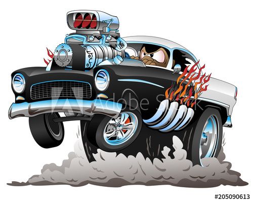 500x398 classic american fifties style hot rod funny car cartoon with big - Funny Car Drawing