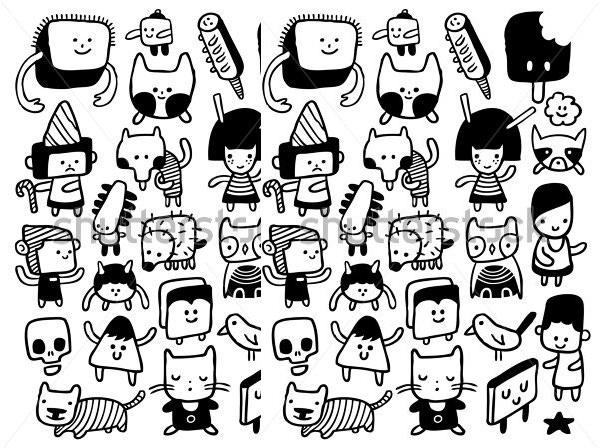 600x448 Cartoon Sketches, Cartoon Face Sketches Free Premium Templates - Funny Character Drawings
