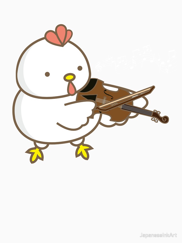 750x1000 Funny Chicken Violin Emoji Music Instrument Gift Classic T Shirt - Funny Chicken Drawing