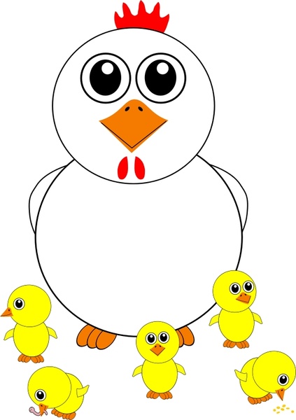 423x600 Funny Chicken And Chicks Cartoon Free Vector In Open Office - Funny Chicken Drawing