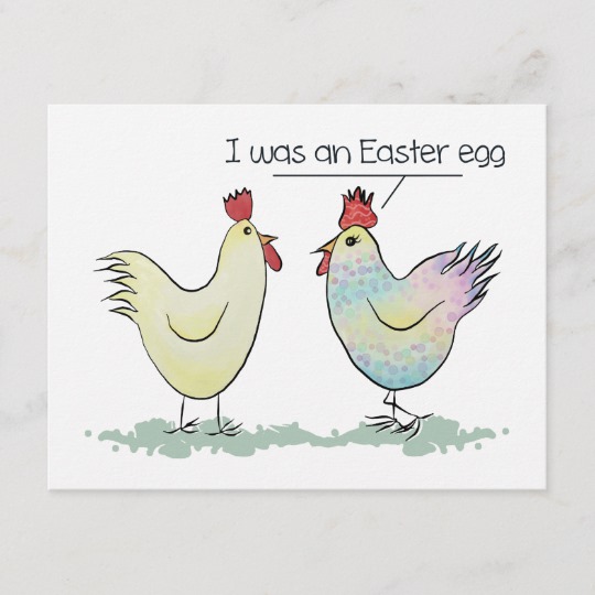 540x540 Funny Chicken Was An Easter Egg Holiday Postcard Zazzle Ca - Funny Chicken Drawing