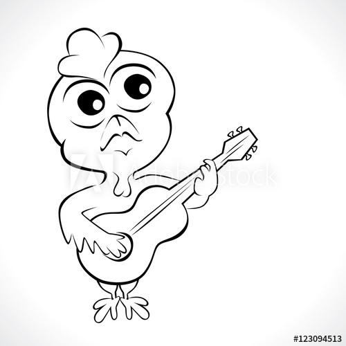 500x500 Cartoon Chicken Playing Guitar Vector Illustration Of Funny - Funny Chicken Drawing