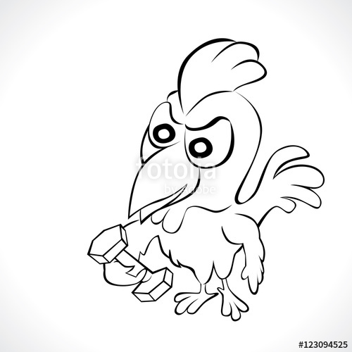 500x500 Cartoon Chicken Taking Dumbbell Vector Illustration Of Funny - Funny Chicken Drawing