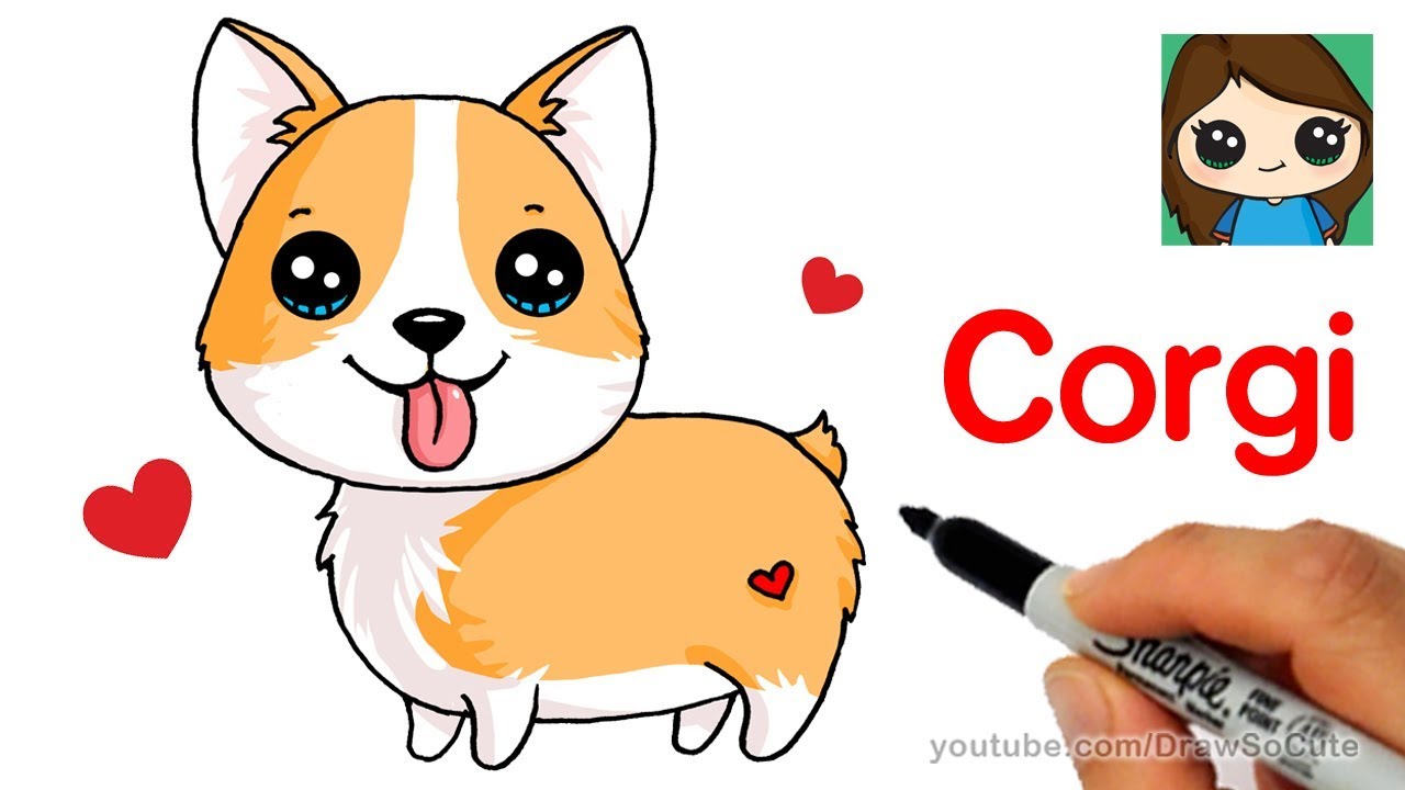 1280x720 How To Draw A Corgi Easy Cartoon Dog - Funny Dog Drawing
