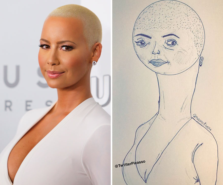 880x730 hilariously 'accurate' celebrity portraits - Funny Drawings Of People