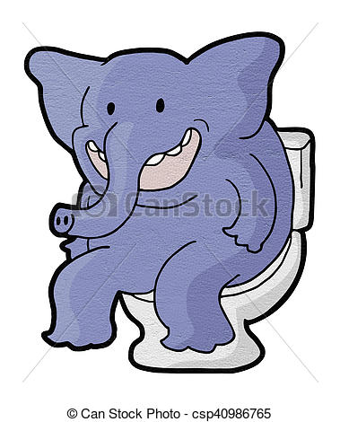 379x470 Funny Elephant In Toilet - Funny Elephant Drawing