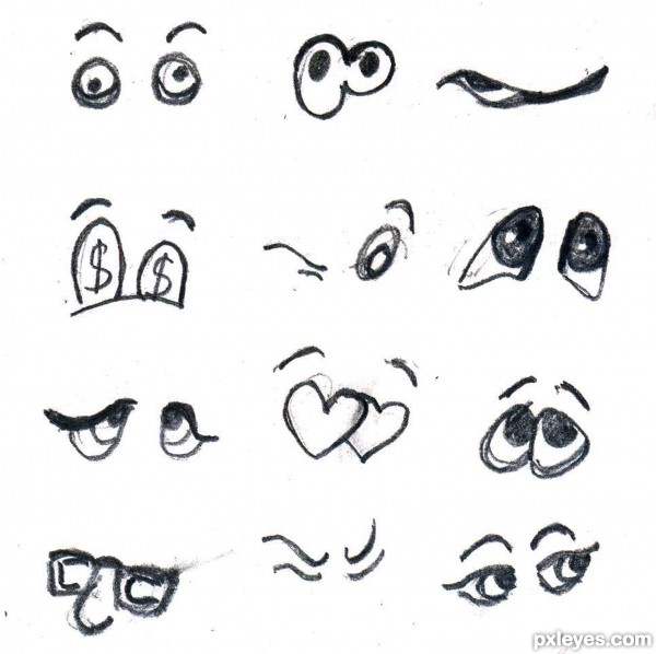 600x598 Simple Tricks To Draw Your Own Cartoons - Funny Eyes Drawing