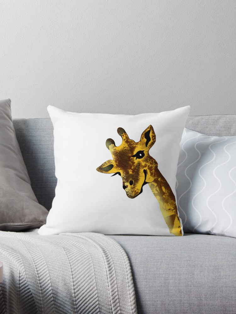 750x1000 funny giraffe drawing throw pillows - Funny Giraffe Drawing