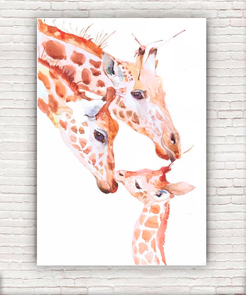794x951 Giraffe Art Print Animal Art Painting Watercolor Nursery Etsy - Funny Giraffe Drawing