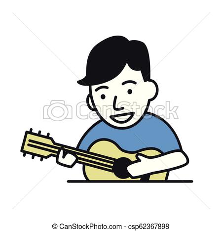 450x467 Funny Guy Playing Guitar Flat Design Icon Flat Vector - Funny Guy Drawing