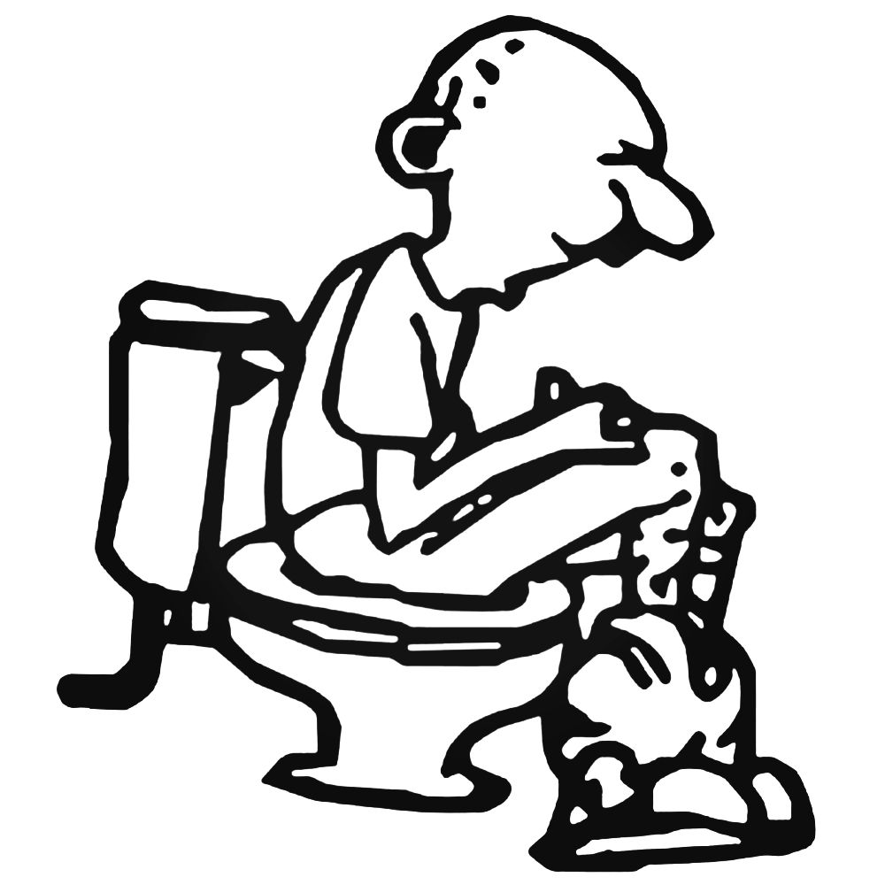 1000x1000 Funny S Old Man Taking A Dump Decal - Funny Guy Drawing
