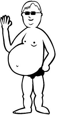 198x400 Tin Drop Shipping Fat Old Guy In Speedo Vinyl Decal Car Bumper - Funny Guy Drawing