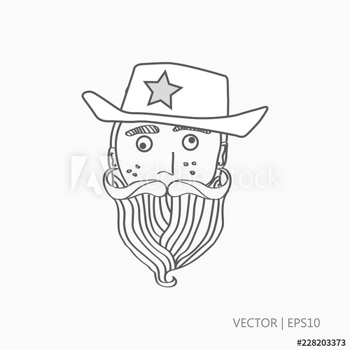 500x500 vector illustration funny sheriff funny guy with a long beard - Funny Guy Drawing