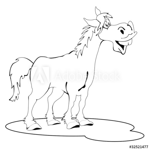 500x500 Funny Horse Line Art Drawing - Funny Horse Drawing