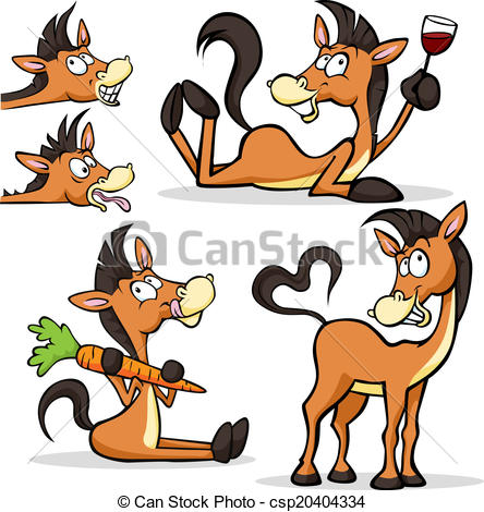 444x470 funny horses celebrate new year of the horse isolated - Funny Horse Drawing
