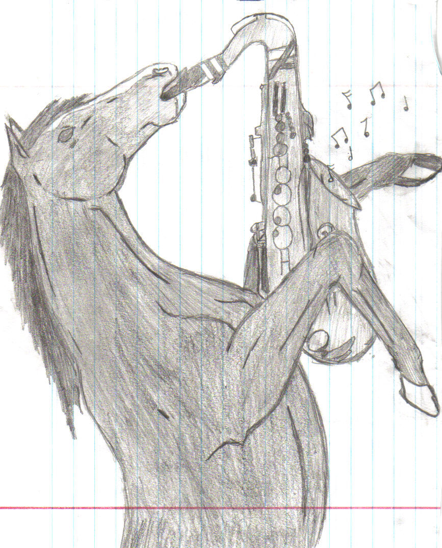 867x1075 Saxophone Horse Know Your Meme - Funny Horse Drawing