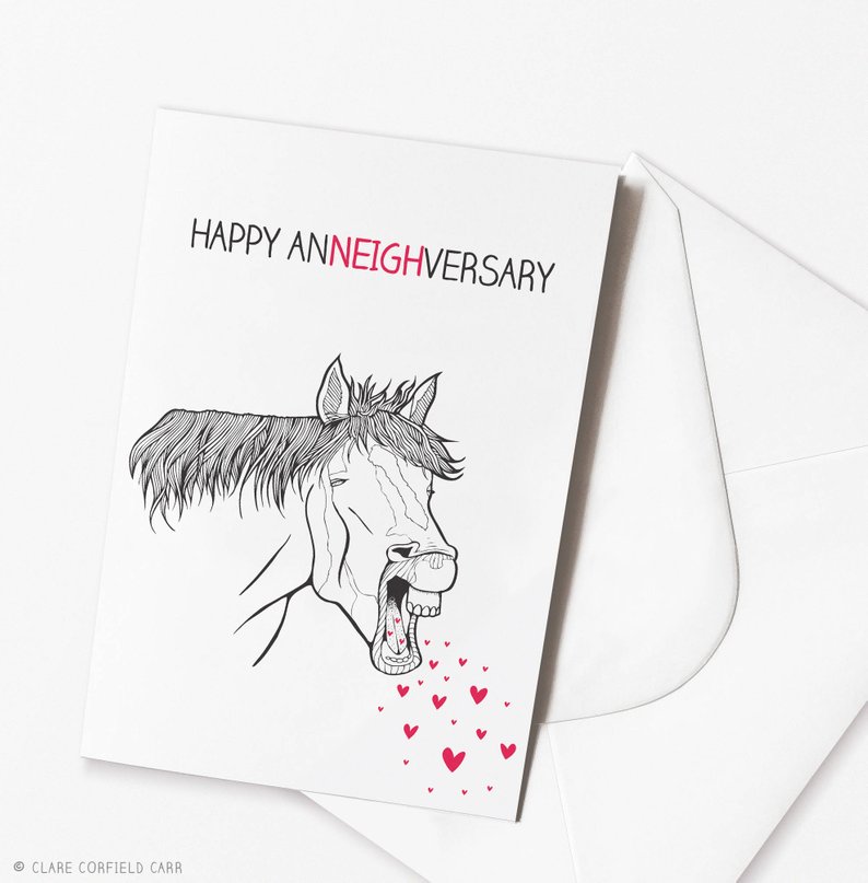 794x807 funny anniversary card puns funny horse card etsy - Funny Horse Drawing