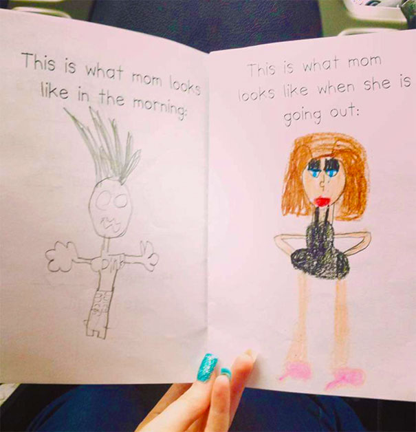 605x628 Times Kid Drawings Revealed Too Much About Their Parents - Funny Kids Drawings