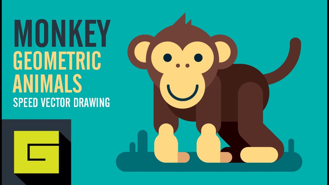 1280x720 Speed Drawing, How To Draw Funny Monkey, Adobe Illustrator - Funny Monkey Drawing