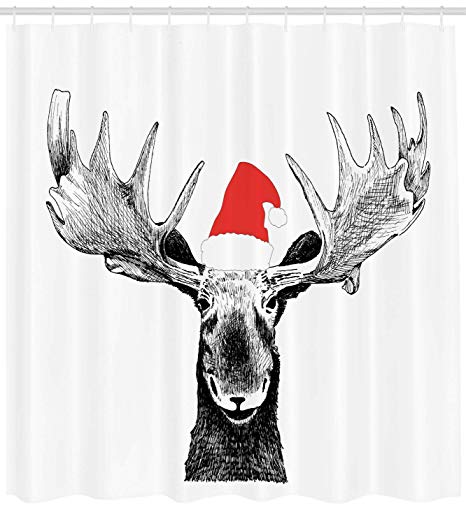 466x524 lunarable moose shower curtain, funny christmas moose - Funny Moose Drawing