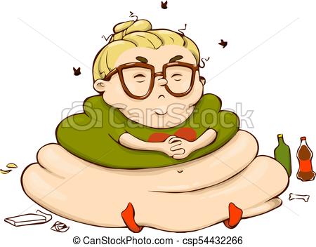 450x352 funny lazy cartoon girl vector isolated fat person sticker - Funny Person Drawing