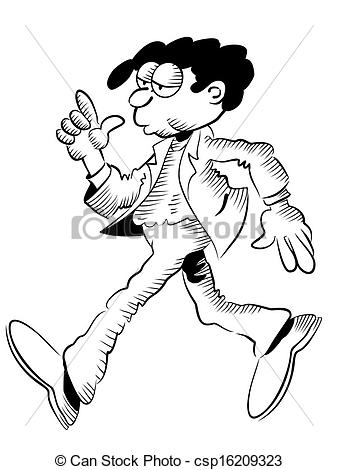 338x470 Man Walking - Funny Person Drawing