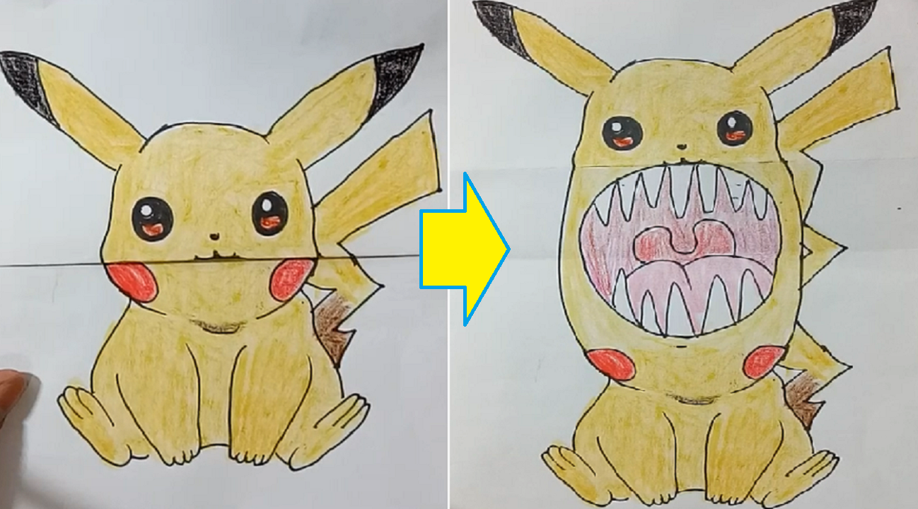 1298x720 Funny Drawing Tricks For Kids And Adults, Toothy Picture - Funny Pictures Drawing