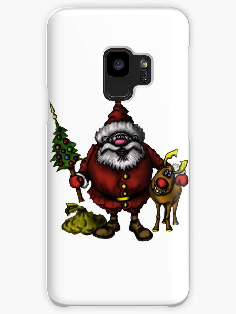 750x1000 Funny Santa Claus With Rudolph Drawing Cases Skins For Samsung - Funny Santa Drawing