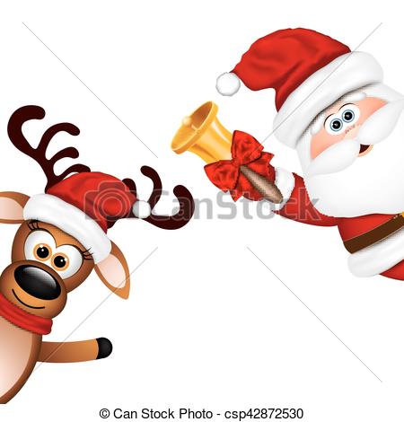 450x470 Funny Santa And Reindeer On White Background Vectors - Funny Santa Drawing