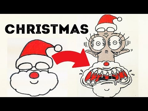 480x360 Very Surprise Trick Drawing Christmas Santa - Funny Santa Drawing