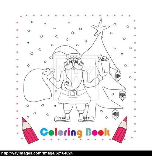 500x512 Funny Santa Claus Christmas Character, Coloring Book Vector - Funny Santa Drawing