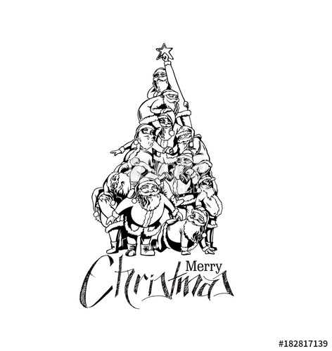 472x500 Christmas Santa Tree Background Cartoon Style Hand Sketchy Drawing - Funny Santa Drawing