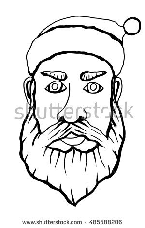 300x470 Easy To Draw Santa Face Funny Santa Claus Cartoon Hand Drawn - Funny Santa Drawing