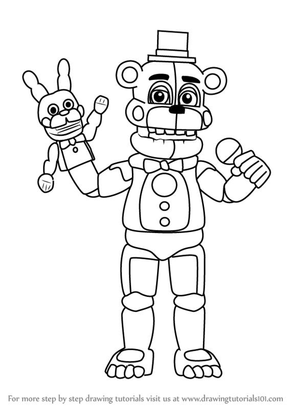 567x800 Learn How To Draw Funtime Freddy From Five Nights - Funtime Foxy Drawing