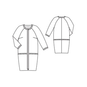 285x285 collarless faux fur coat - Fur Coat Technical Drawing