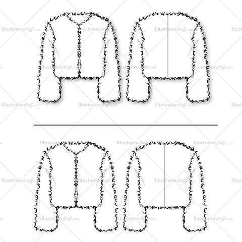 480x480 fashion flat templates pattern brushes textile repeating - Fur Coat Technical Drawing