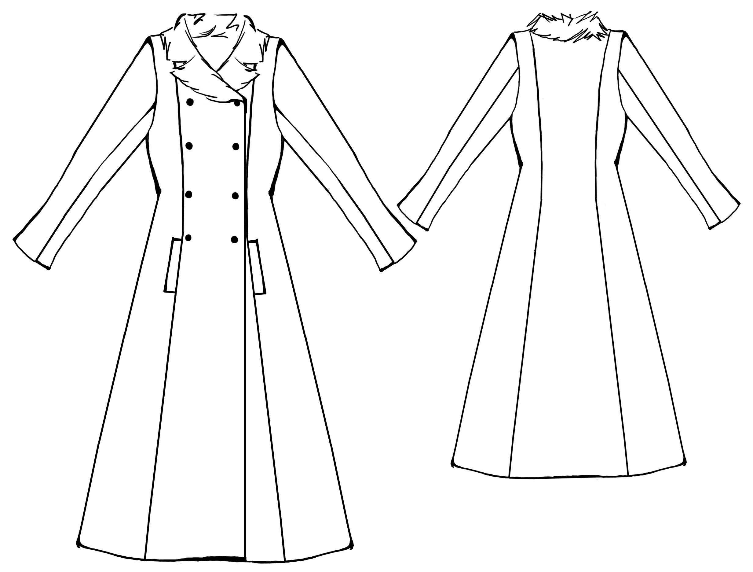 2465x1871 Coat Drawing Simple For Free Download - Fur Coat Technical Drawing