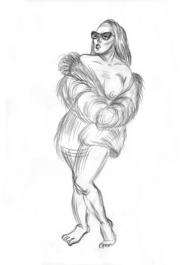 375x536 the fur coat drawing - Fur Coat Technical Drawing