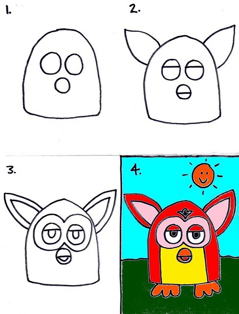 488x640 How To Draw A Furby For Kids - Furby Drawing