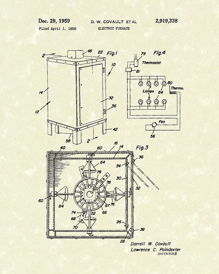 720x900 Covault Electric Furnace Patent Art Drawing - Furnace Drawing