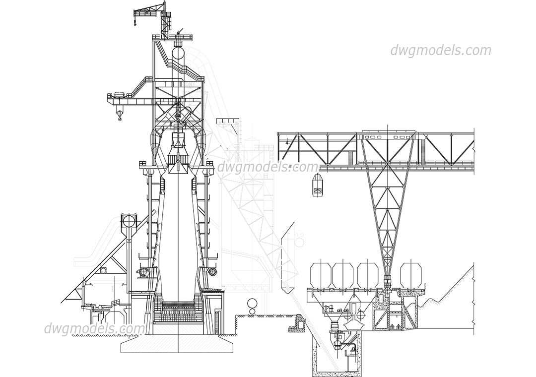 1080x760 blast furnace dwg, free cad blocks download - Furnace Drawing